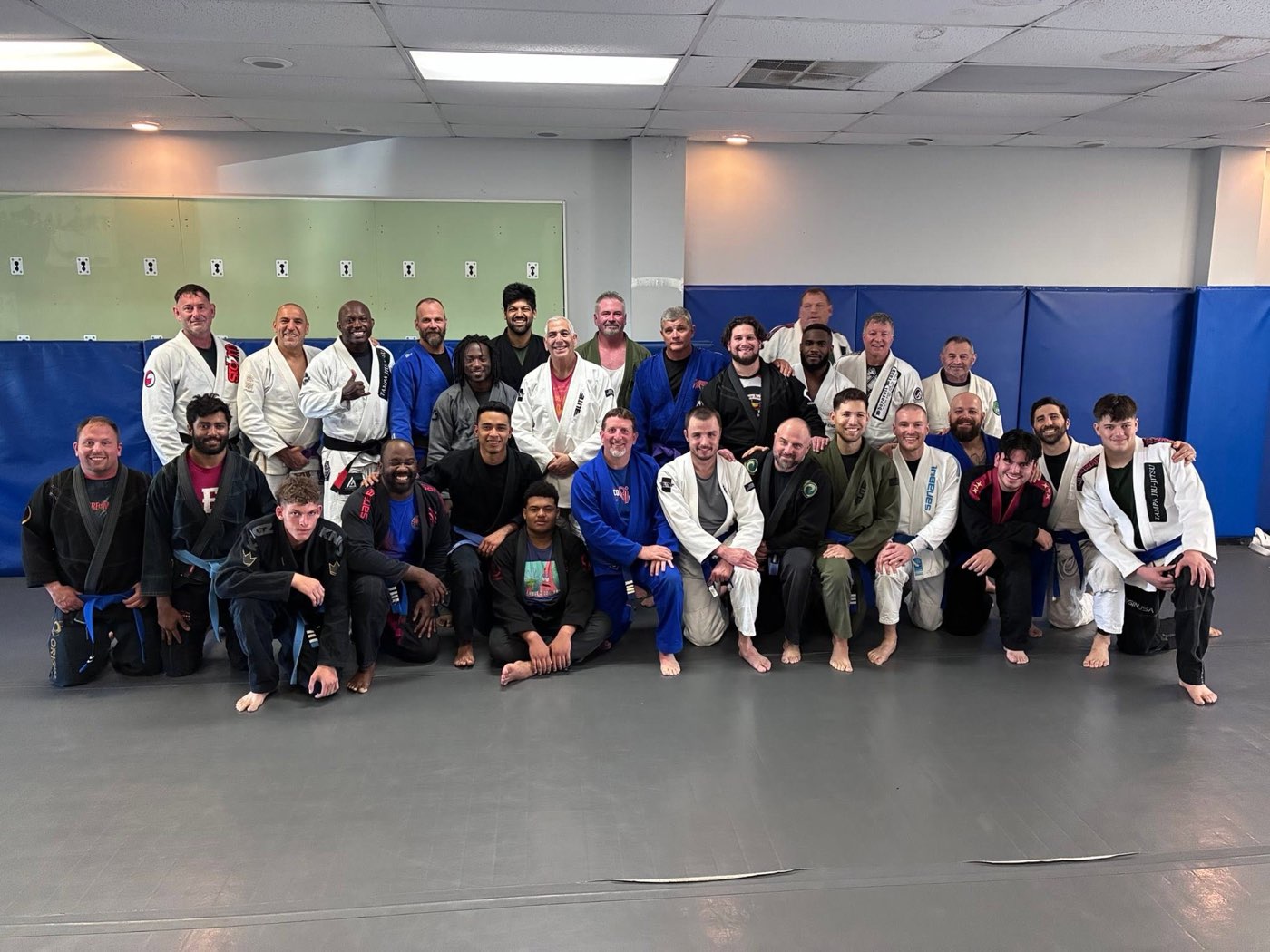 Adult students together on the mats after a Tampa Jiu-Jitsu adult class