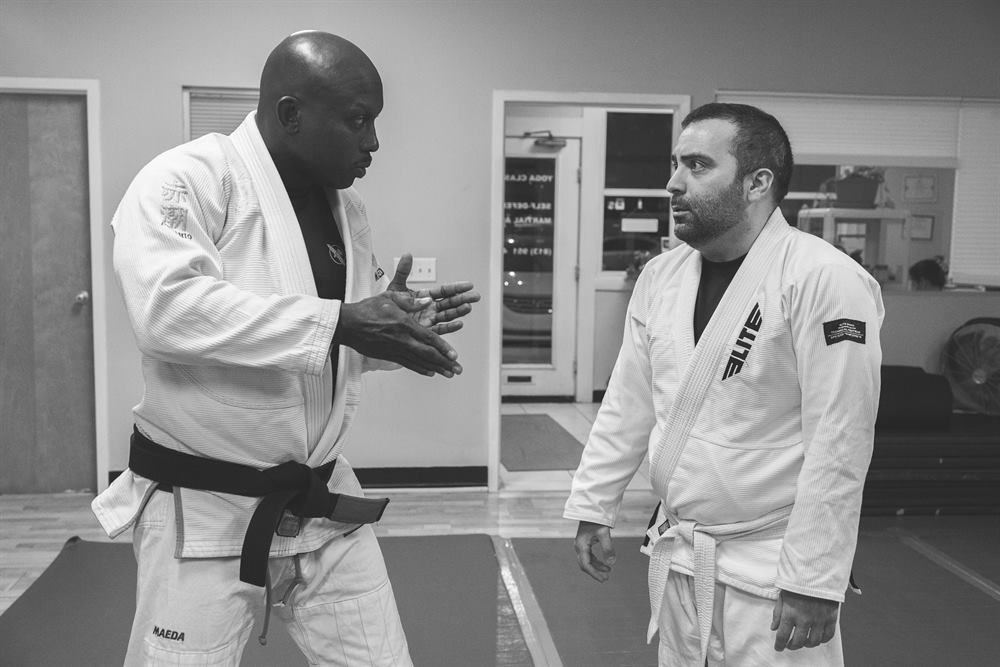 A one-on-one Jiu-Jitsu coaching session at Tampa Jiu-Jitsu